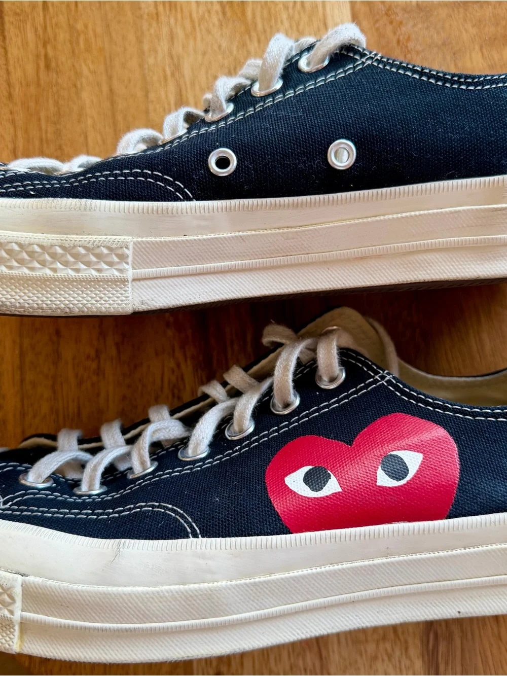 Converse Kids Black Low-Top Sneakers with Red Heart Logo